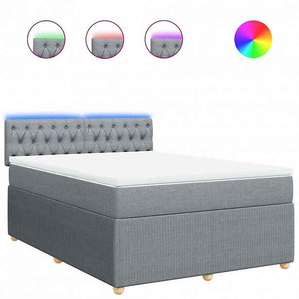 vidaXL Box spring postel s matrací světle šedá 140 x 200 cm textil