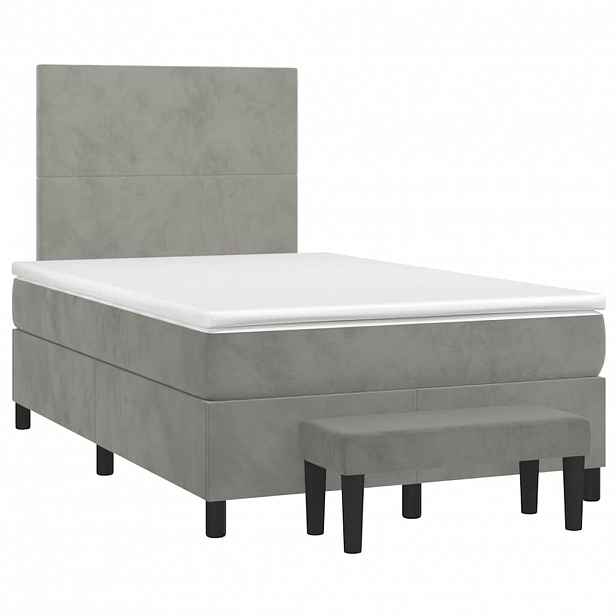 vidaXL Box spring postel s matrací světle šedá 120x190 cm samet