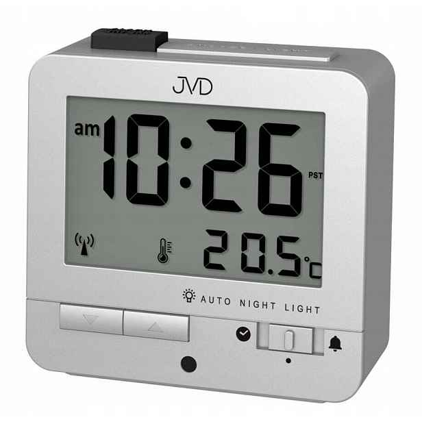 Čtvercový Budíkový Hodinový Budík Jvd RB9401.1. Podsvícení Teploměr Senzor