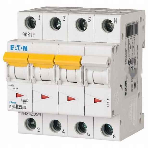 Eaton nadproudový vypínač 3P+N B 25 A 6 kA 400 V 242994
