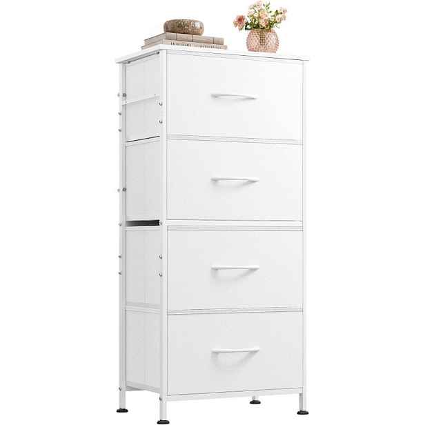 Komoda se 4 zásuvkami CAB-4BC, 40 x 30 x 98 cm, bílá