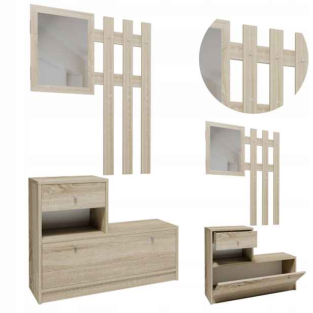 Sada nábytku do předsíně sonoma šatní skříň botník věšák komoda