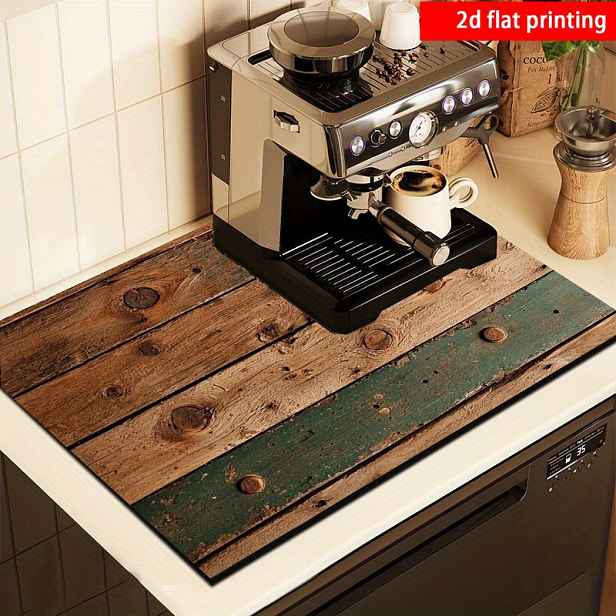 TEMU 2D plochý tisk, 1 ks, retro texturovaný absorpční podložka, lze použít jako podložku na stůl, podložku pod pračku, podložku pod kávovar,