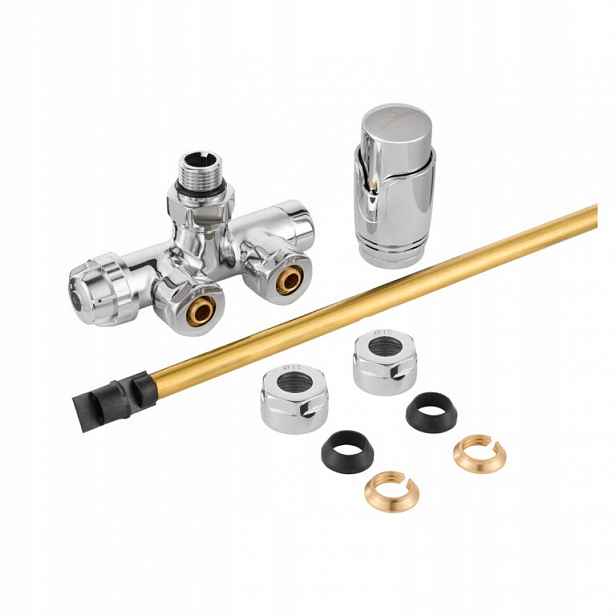 Termostatický Ventil 1/2" Jednootvorový Pro Radiátor Žebříku, Chrom Diamond