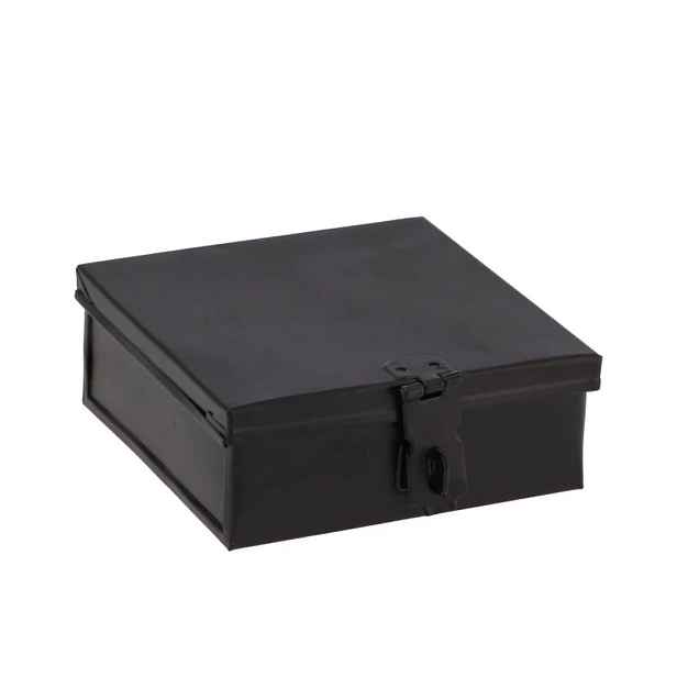Černý antik kovový úložný box/ krabička Amber Doos - 12*12*5 cm  daan kromhout