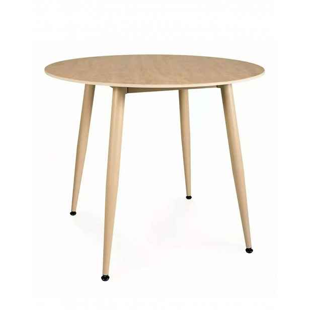Kulatý stůl Rion 90 cm – keramika Travertine, béžová, kašmír