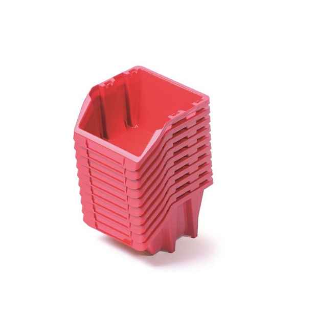 PROSPERPLAST Set úložných boxů 10ks BINEER SHORT 118x98x70 mm červený