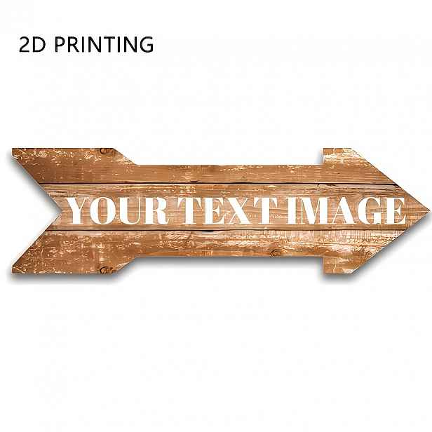 TEMU 2D Plochý, Šipka Dřevěná Tabule, Personalizovaný 2D Tisk Textu a Obrázku Směrová Deska, Rustikální Venkovská Nástěnná Dekorace pro Domácí Bar