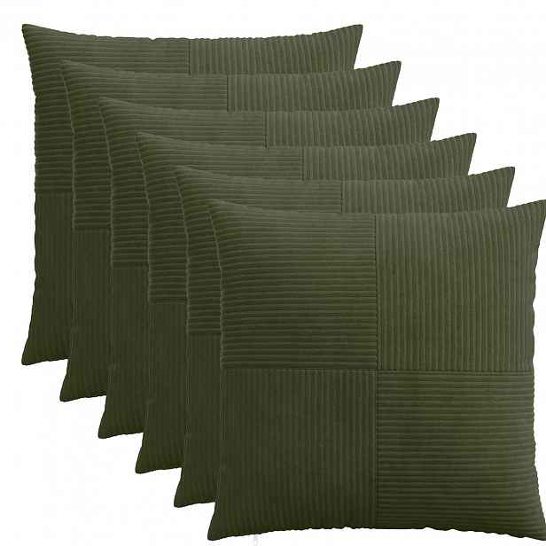 vidaXL Povlak na polštář 6 pcs ALMELO Zelená 80 x 80 cm manšestr