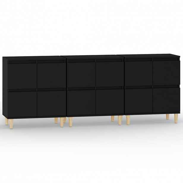 vidaXL Příborníky 3 ks černé 60 x 35 x 70 cm kompozitní dřevo