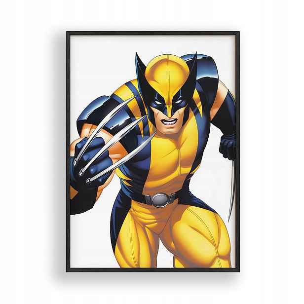 Plakát motivem Wolverina s Avengers v černém dřevěném Rámeček 30x42 cm