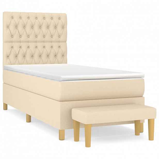vidaXL Box spring postel s matrací krémová 90x190 cm textil