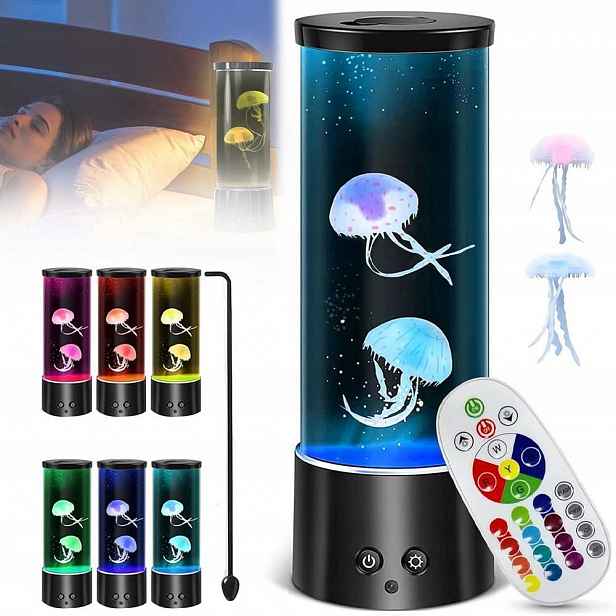 Led Lávová Lampa Se 2 Medúzami Noční 17 Rgb Na Psací Stůl Usb Akvárium
