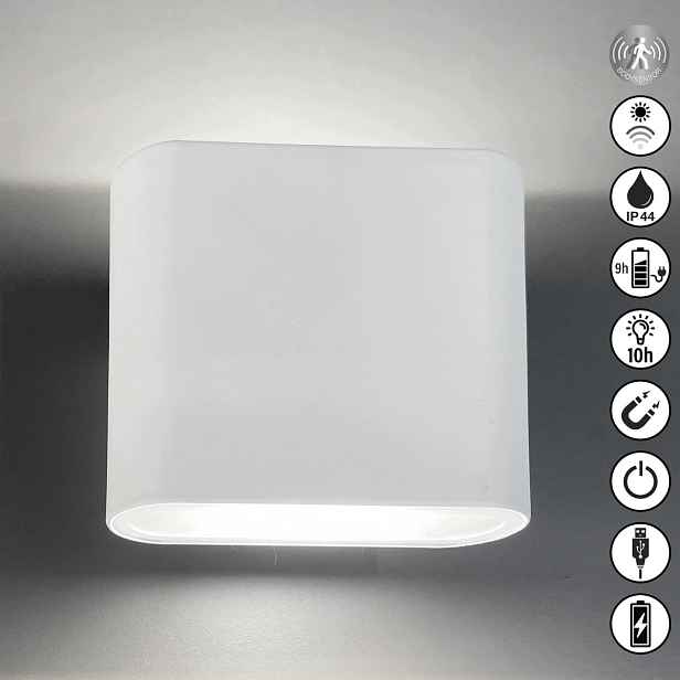 Magnetické venkovní nástěnné svítidlo Magnetic IP44 2x1W, bílý senzor pohybu Fhl