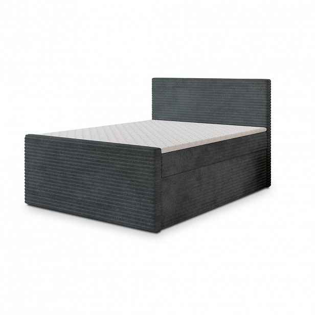 MASSENO AMERICKÁ POSTEL NOLEN 180x200 cm, s matrací a úložným prostorem, šedá