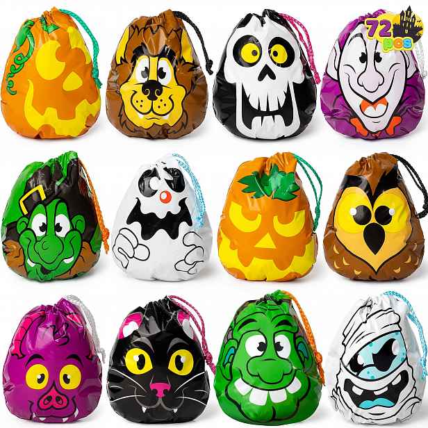 Sáčky Na Bonbóny 72 Kusů Halloween Sáčky S Provázkem, 12 Vzorů