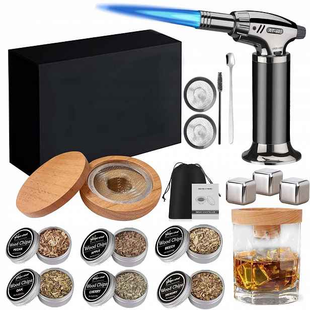 Sada Na Uzení Whisky Smoker Premium Příslušenství K Nápojům Pro Chlapce
