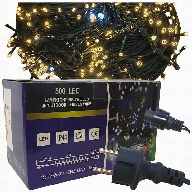 Vánoční osvětlení na stromeček 500 Led flash bílá teplá venkovní vnitřní