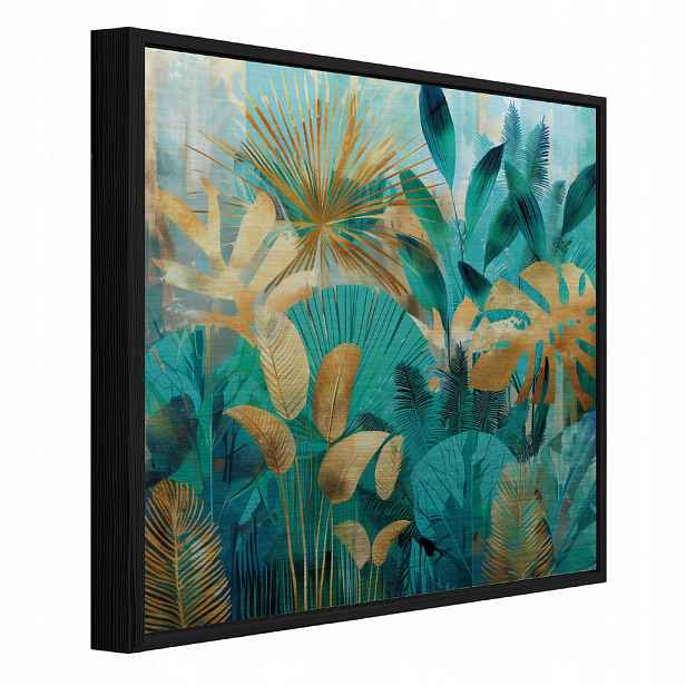 Wallarena ZARÁMOVANÉ obrazy listy džungle zelená 80x80 cm
