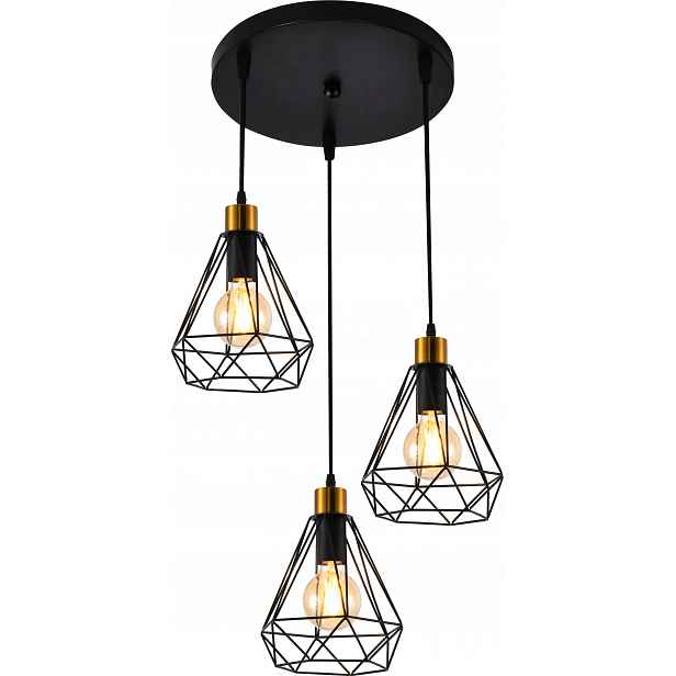 Závěsné Stropní Svítidlo Vargo E27 Černá Mosaz Loft Ø41 CM DL1420