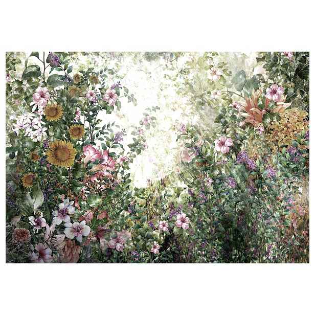 Fototapeta Akvarijní květiny Slunečnice Zeleň Rosa 208x146 lepidlo