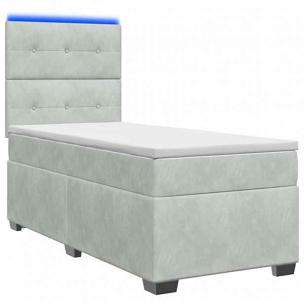 vidaXL Postel boxspring s matrací s čelo Světle šedá 80 x 200 cm Samet