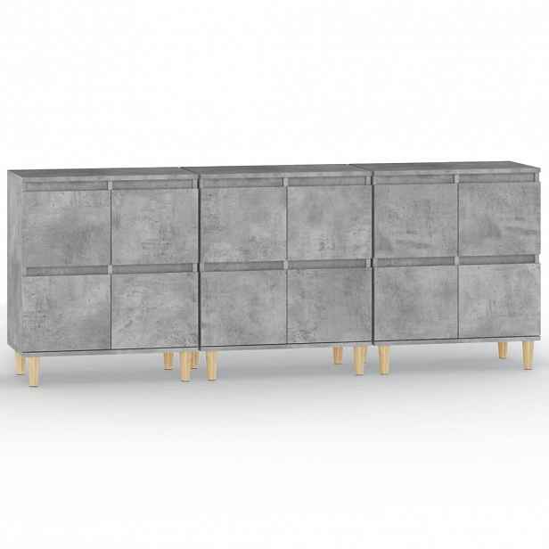 vidaXL Příborníky 3 ks betonově šedé 60 x 35 x 70 cm kompozitní dřevo