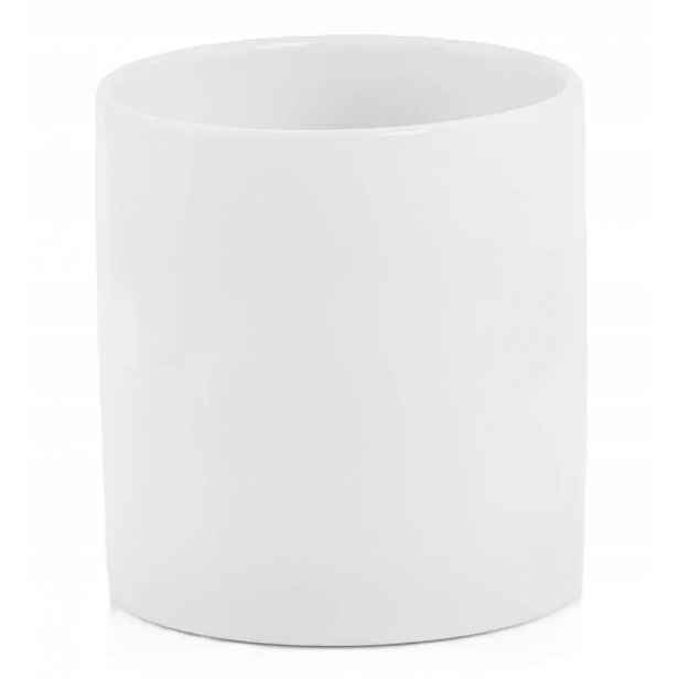 Květináč s kulatým krytem, hladký, rovný, bílý, 30 cm