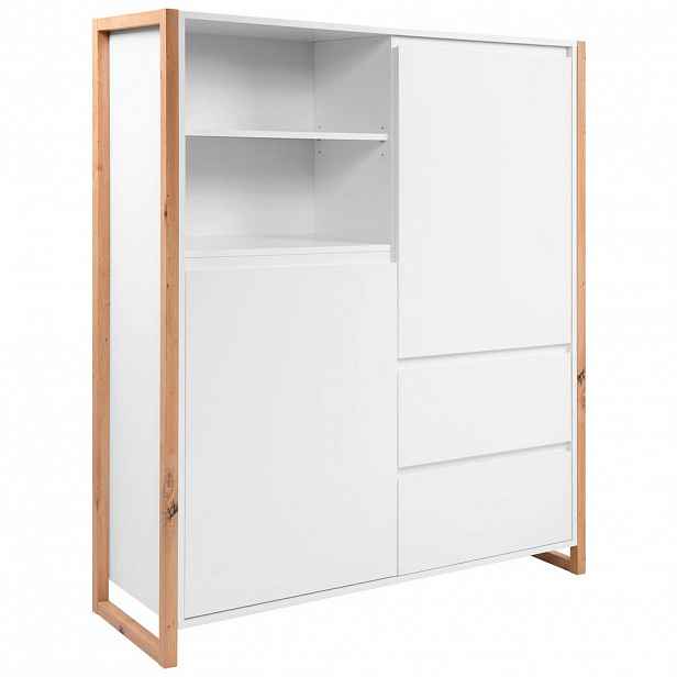 MID.YOU VYSOKÁ KOMODA, bílá, dub artisan, 120/139/40 cm