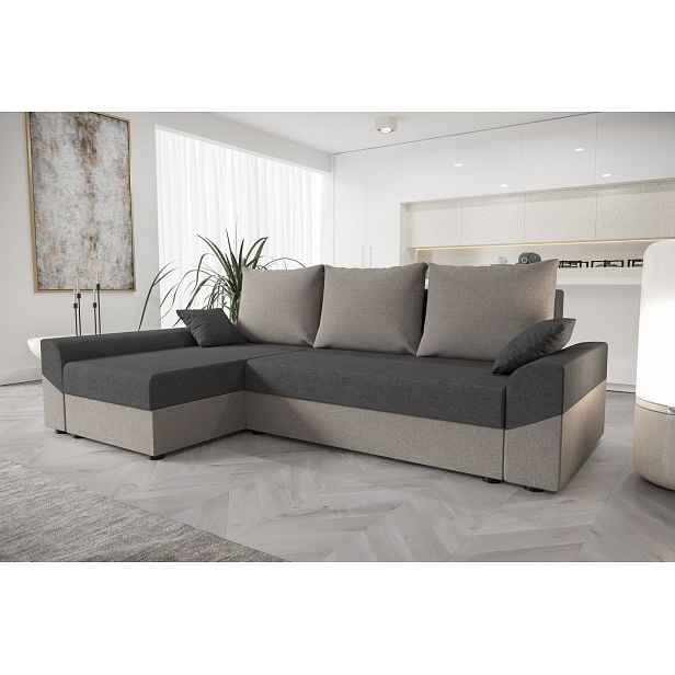 Elegantní rohová sedací souprava DAGMAR - světle šedá / šedá