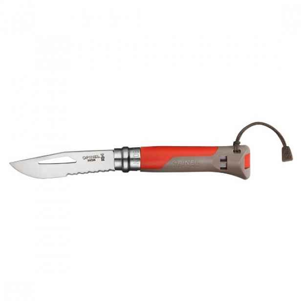 N°08 kapesní nůž s píšťalkou, nerezová ocel, 8,5 cm, "Outdoor", Red  -