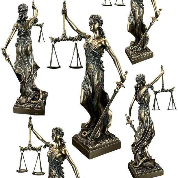 Themis s váhou a mečem 31 cm bronzová socha Dárek pro právníka TEM-01