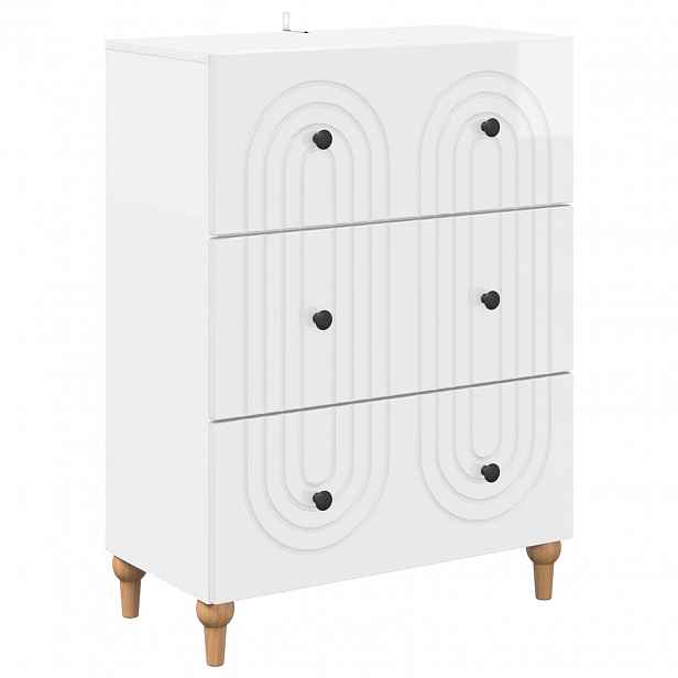 vidaXL Skříň se zásuvkami Bílá s vysokým leskem 66 x 34,5 x 90 cm