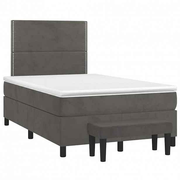 vidaXL Box spring postel s matrací tmavě šedý 120x190 cm samet