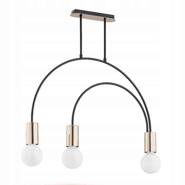 Stropní svítidlo minimalistická černá zlatá do jídelny nad stůl 3 body Alfa