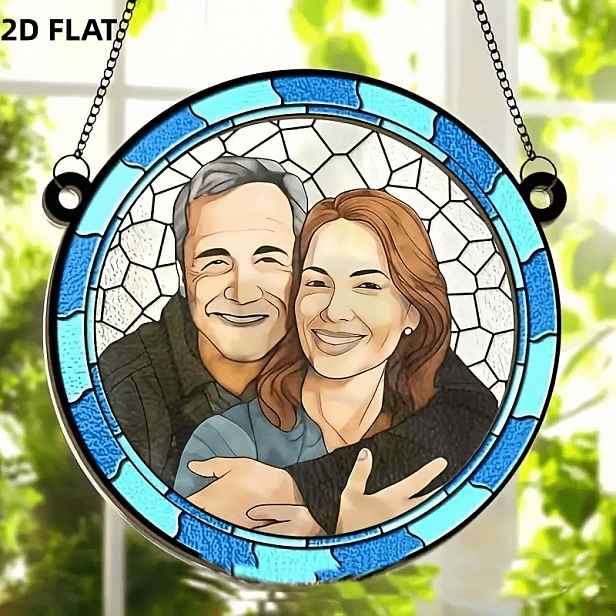 TEMU 2D PLOŠNÝ Akrylový lapač slunce s lásky a vlastním fotem 25X25 cm/15X15 cm - "Kde je láska, tam je život" Barevný akrylový design - Ideální