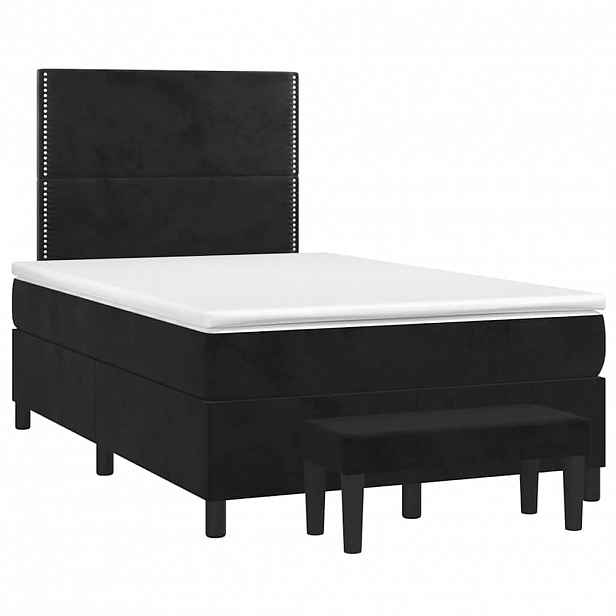 vidaXL Box spring postel s matrací černá 120 x 190 cm samet