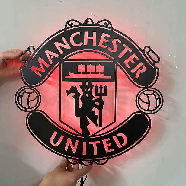 Fc Manchester United Dřevěný 3D obraz Fotbalový erb Noční Lampa XL