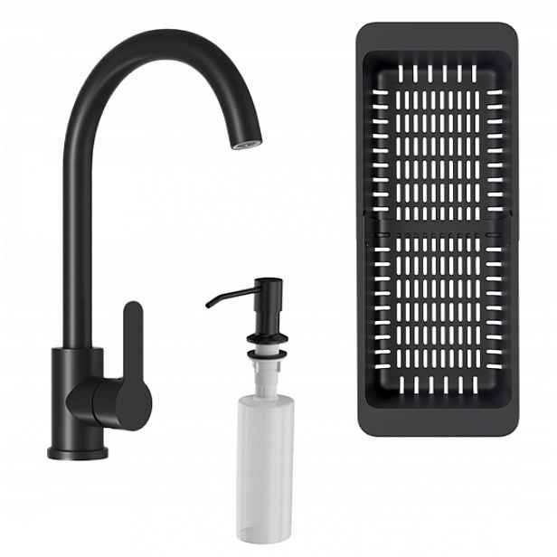 Kuchyňská baterie sifon odkapávač dávkovač Set kuchyňský černý do dřezu