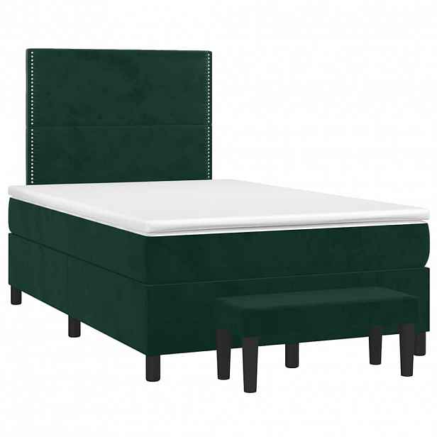 vidaXL Box spring postel s matrací tmavě zelená 120x190 cm samet