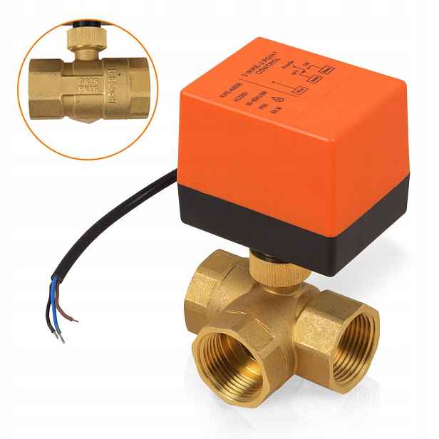 3-CESTNÝ Přepínací Zónový Ventil 1" S Pohonem DN25 220V