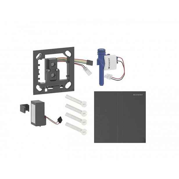 Geberit - Elektronické ovládání splachování pisoárů typ 40, bateriové napájení, easy to clean, Bluetooth, kartáčovaný černý chrom 116.237.QD.1