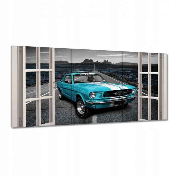 Obrazy 180x90 Tyrkysový Mustang Okno