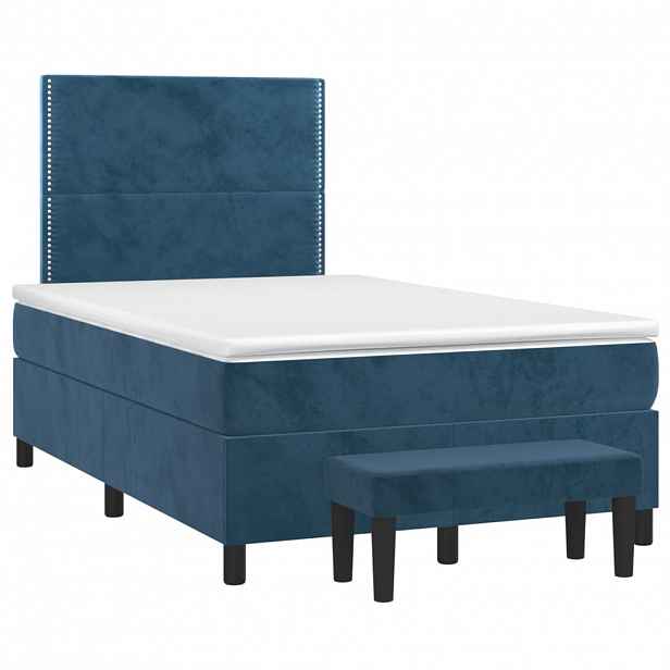 vidaXL Box spring postel s matrací tmavě modrá 120x190 cm samet