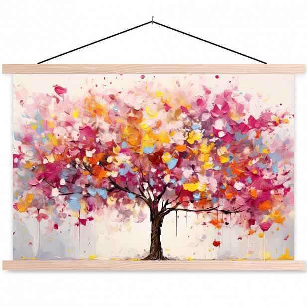 MuchoWow PLAKÁT S MAGNETICKOU LIŠTOU Akvarel - Strom - Umění - Abstraktní 60x40 cm