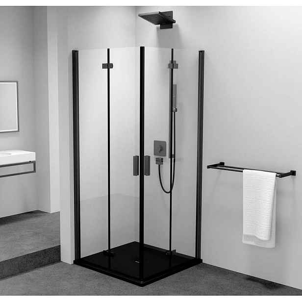 Polysan Zoom Black - Sprchový kout 70x70 cm, Antidrop, čiré sklo/matná černá ZL4715BL-02