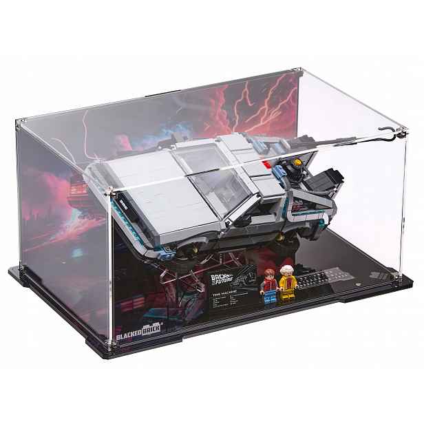 Vitrína s pozadím Blacked Brick pro Lego Creator 10300 Stroj času DeLorean