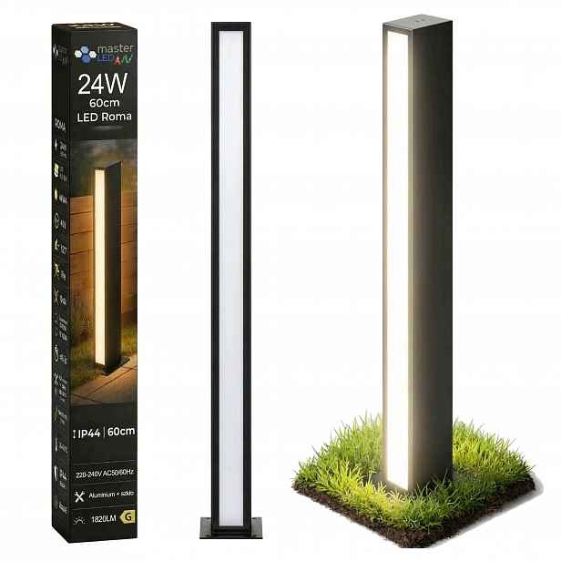 Zahradní Led lampa Stojící sloupek 60 cm 24W 4000K Oboustranná Černá IP44