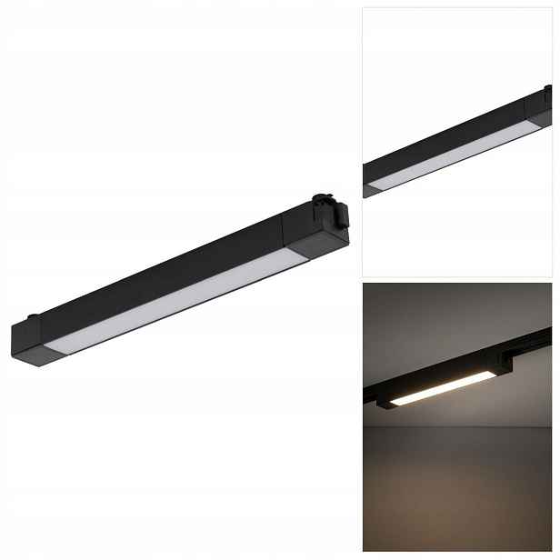 Černá kolejnicová lampa Tracer 20W s měkkým leskem nad pracovní deskou Tk Lighting
