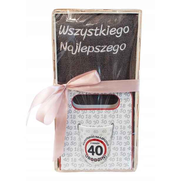 Elegantní vyšívaný hrnek Ručník Dárek k 40. narozeninám kolegyně
